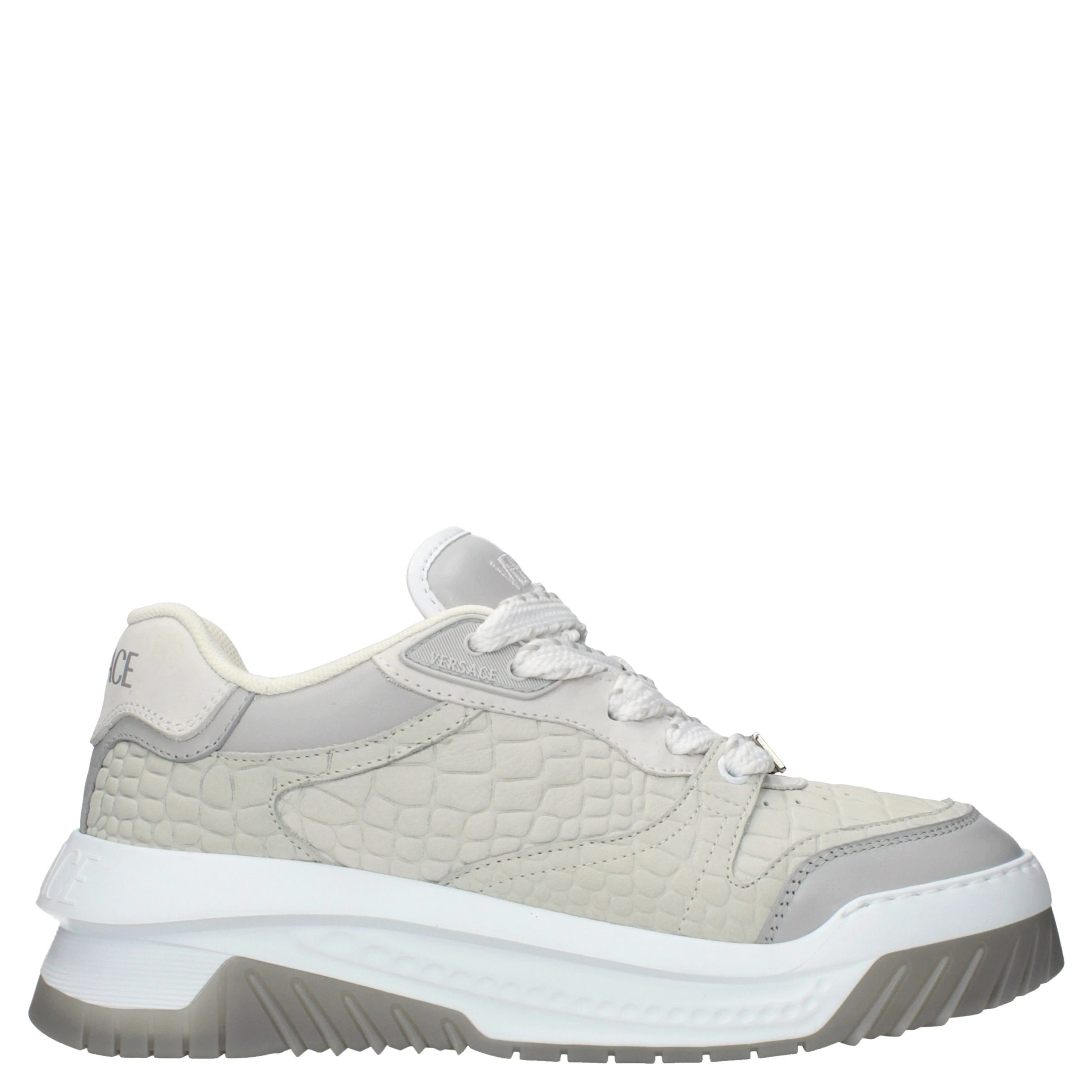 Gray Leather Low Top Sneakers