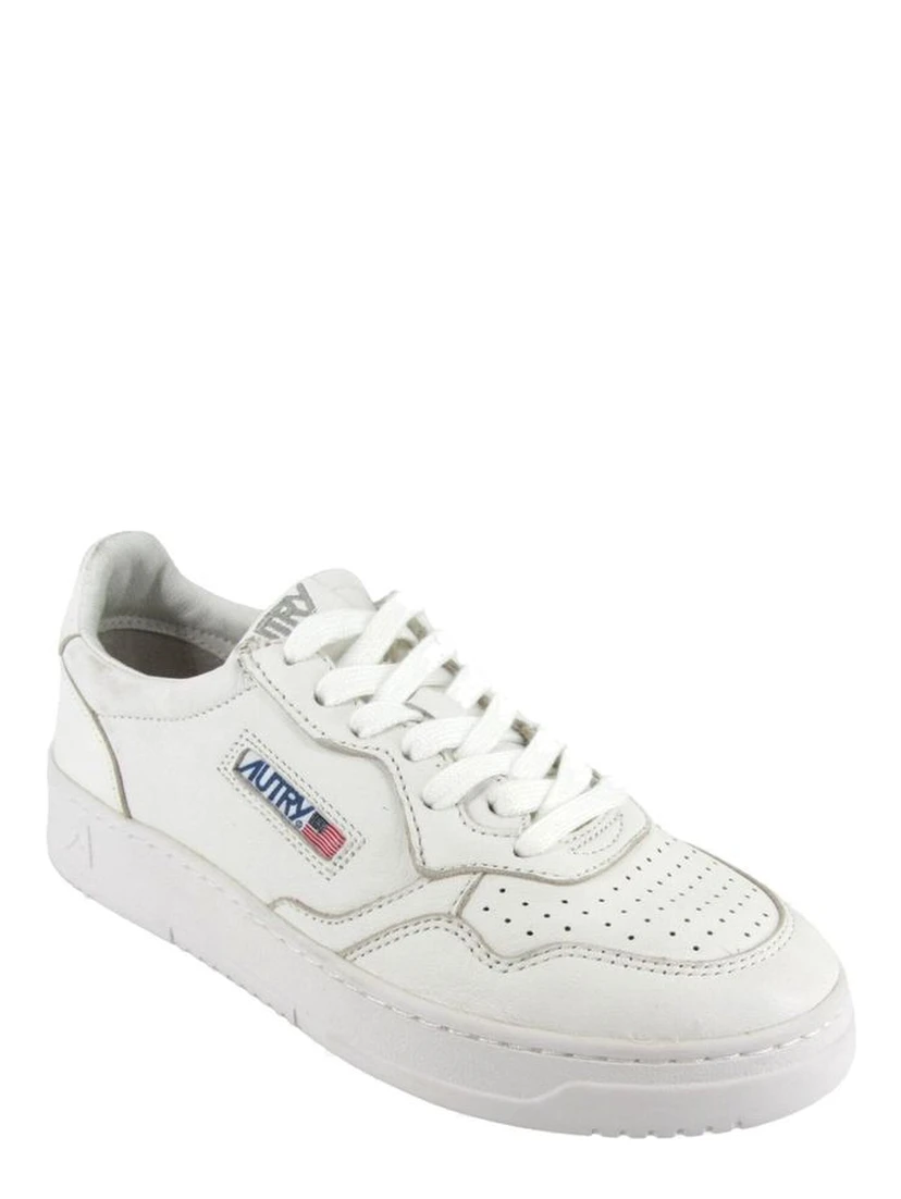 White Leather Low Top Sneakers