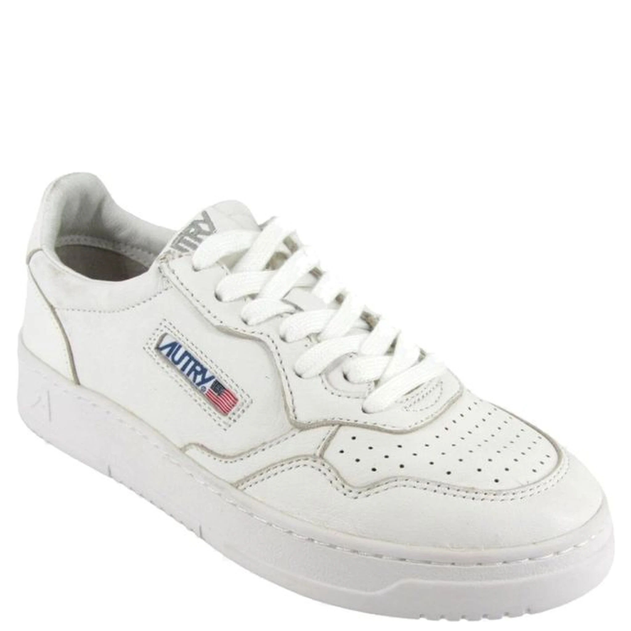 White Leather Low Top Sneakers