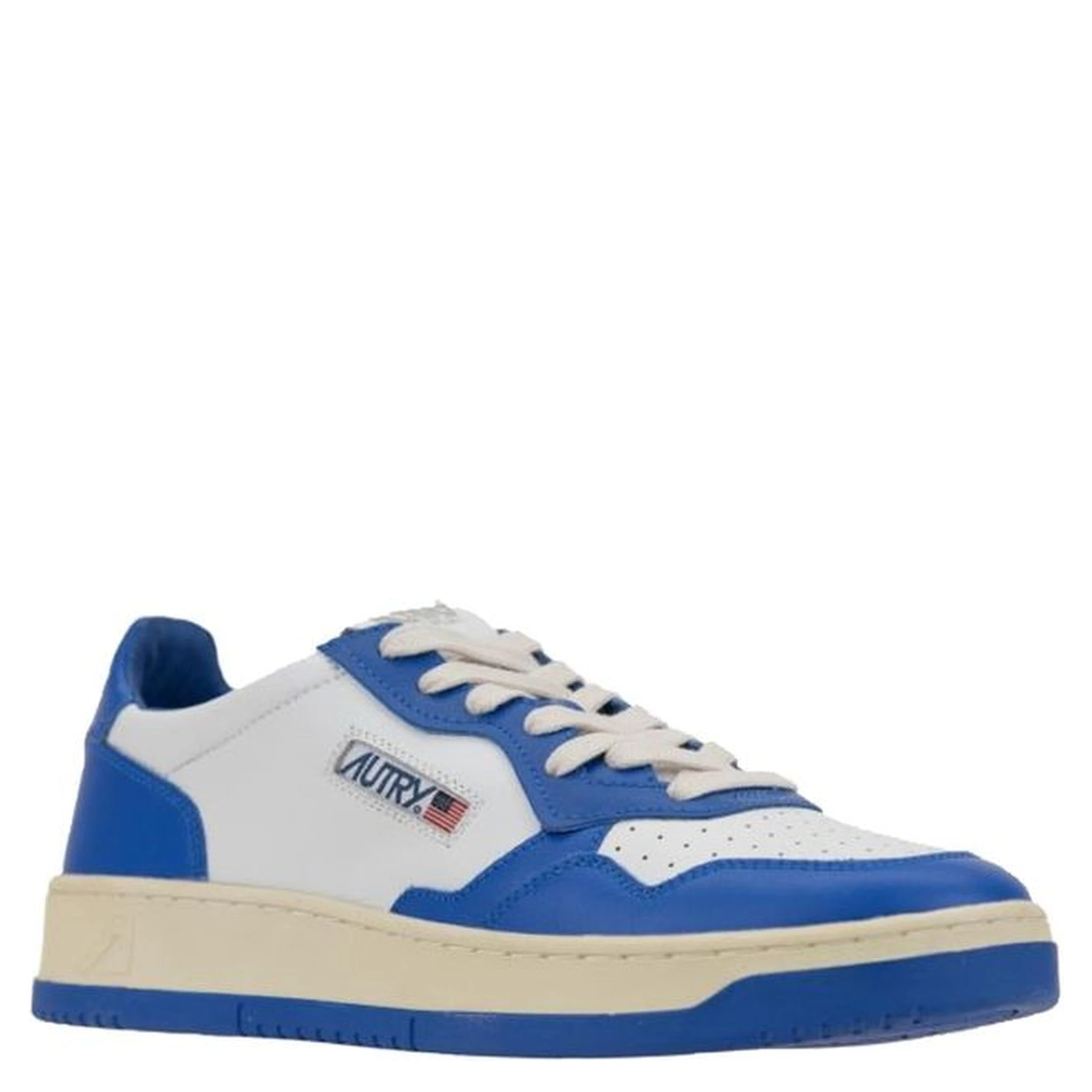 Blue Leather Low Top Sneakers