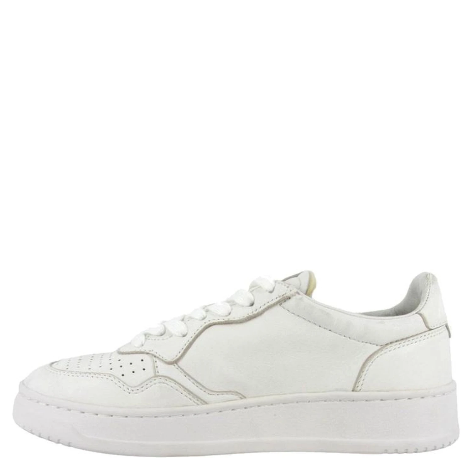 White Leather Low Top Sneakers