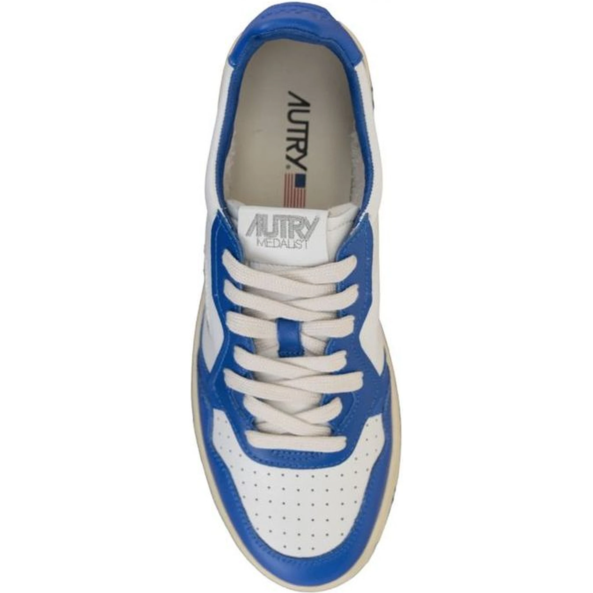 Blue Leather Low Top Sneakers