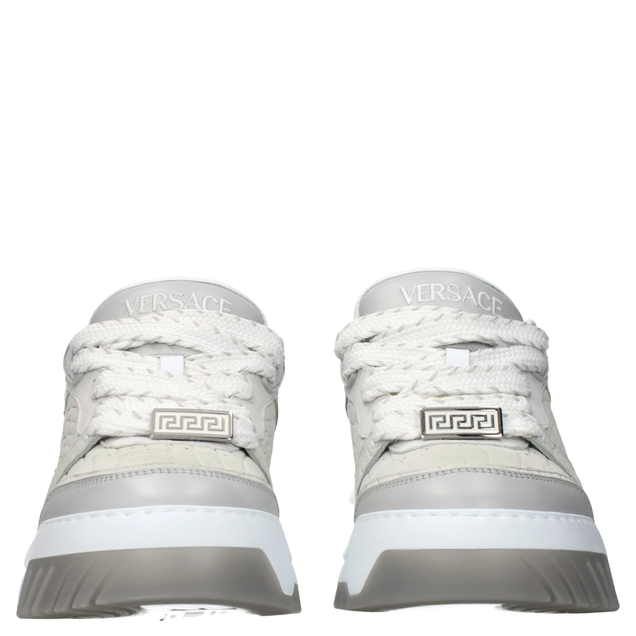 Gray Leather Low Top Sneakers