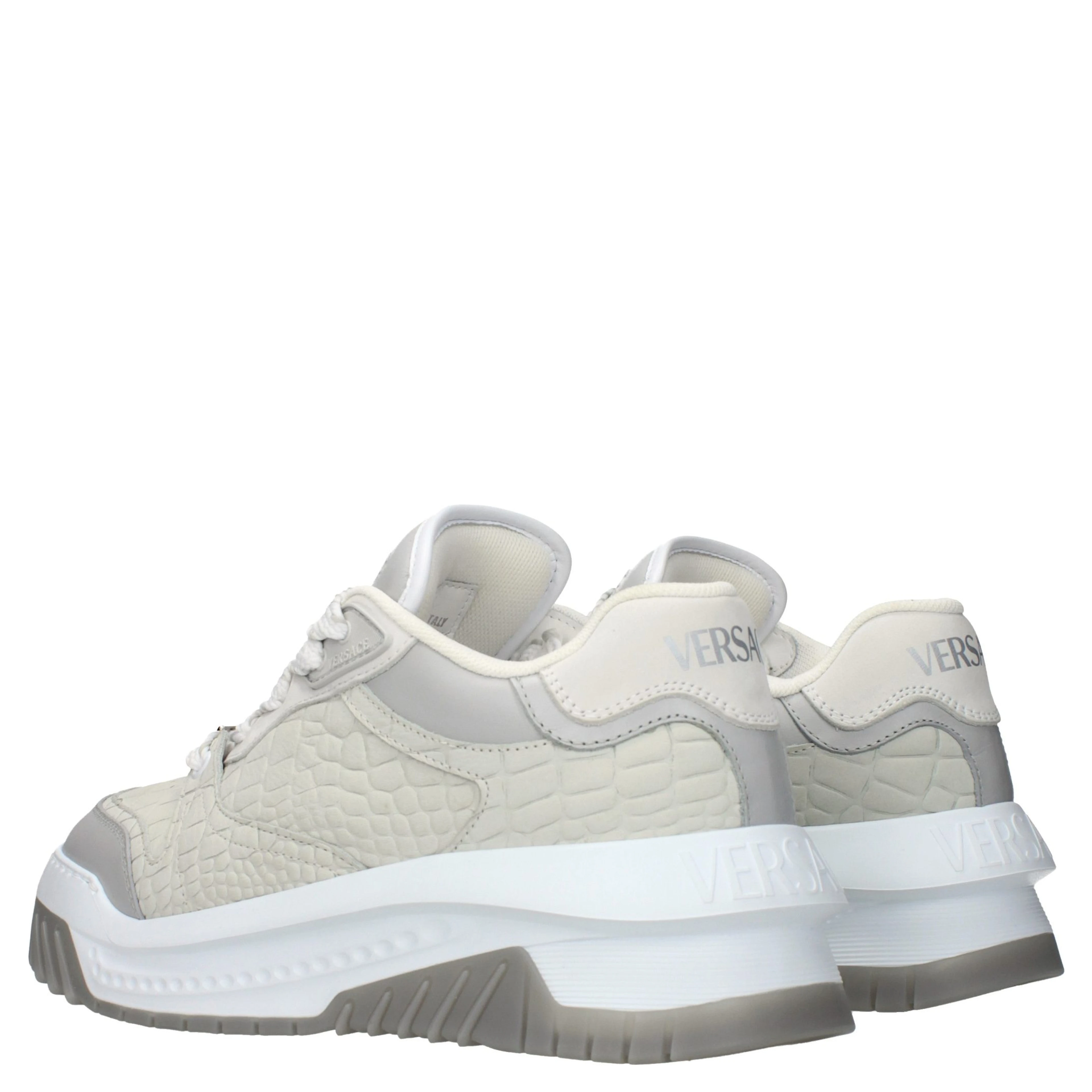 Gray Leather Low Top Sneakers