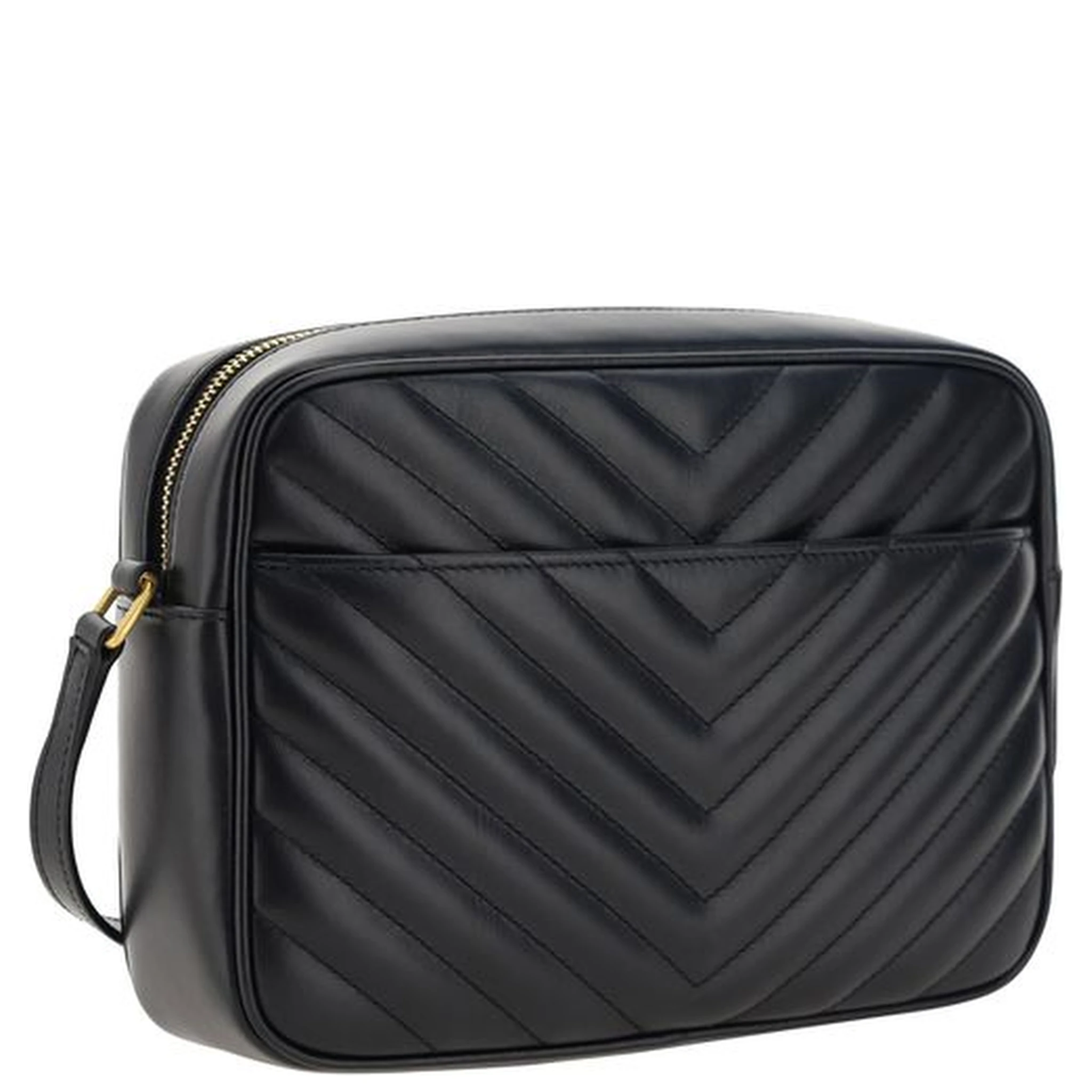 حقيبة كتف بوس توروس من جلد العجل الأسود