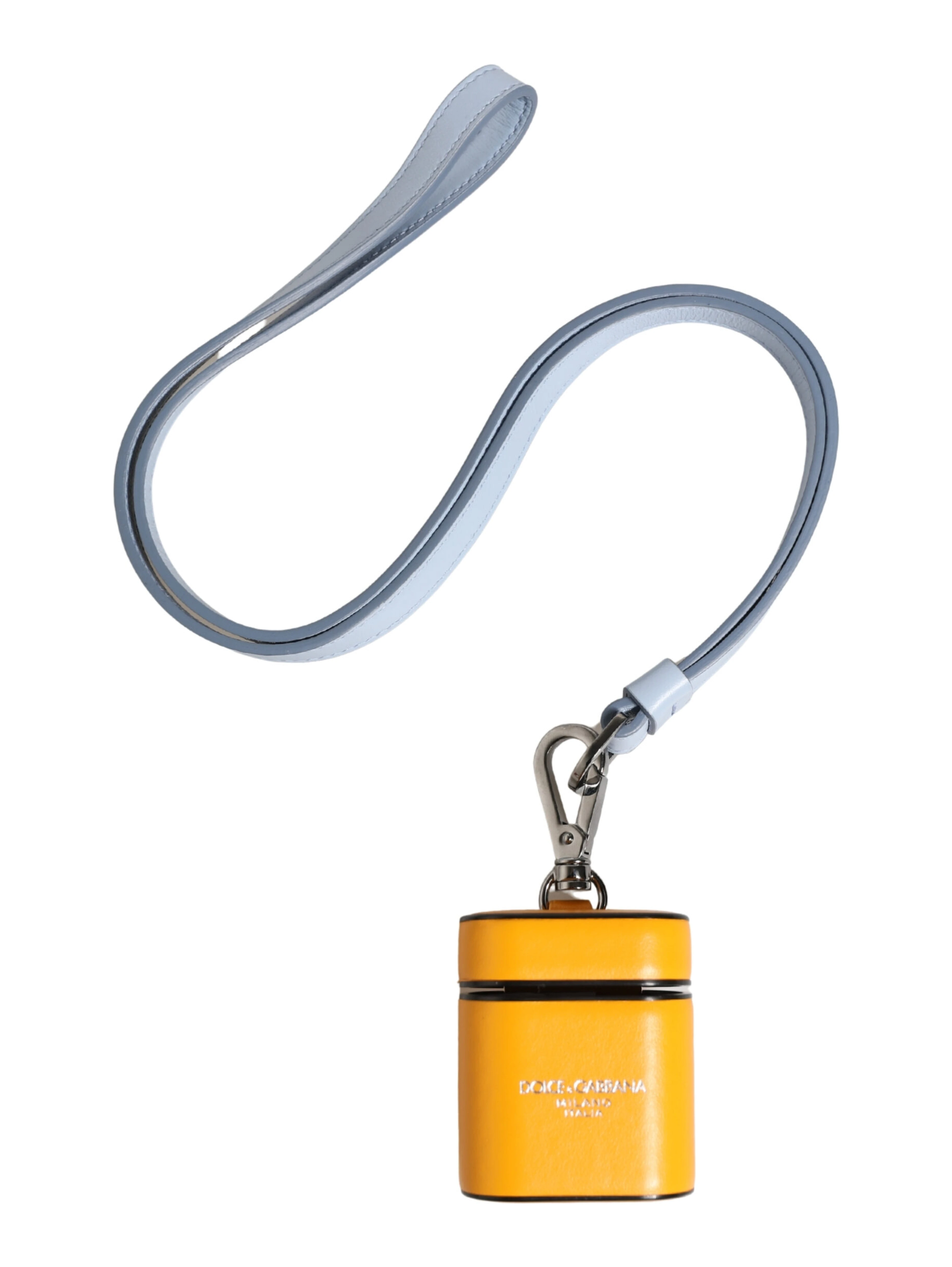 Case Yellow Calf Leather Logo Flip Holder Strap Airpods