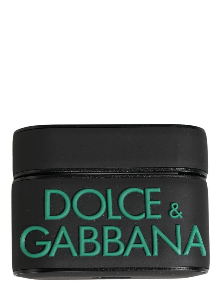 Black PVC Embossed Logo Flip Holder Women Airpods Case