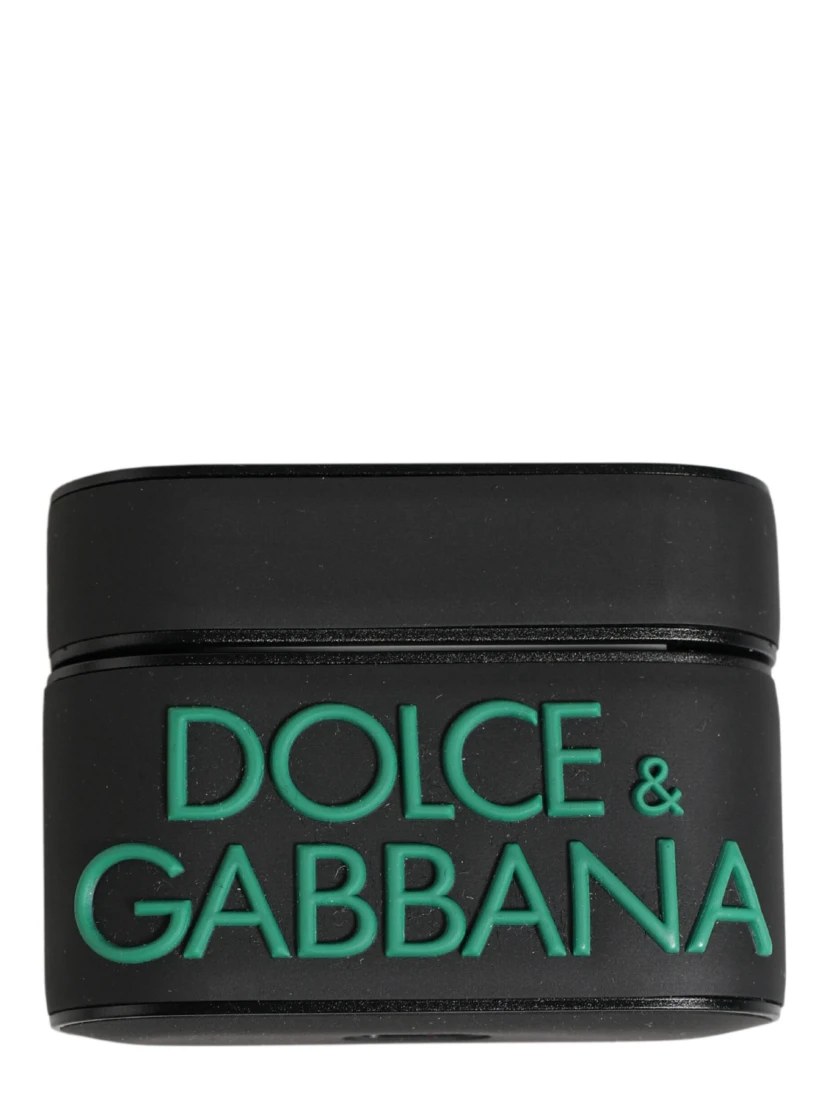 Black PVC Embossed Logo Flip Holder Women Airpods Case