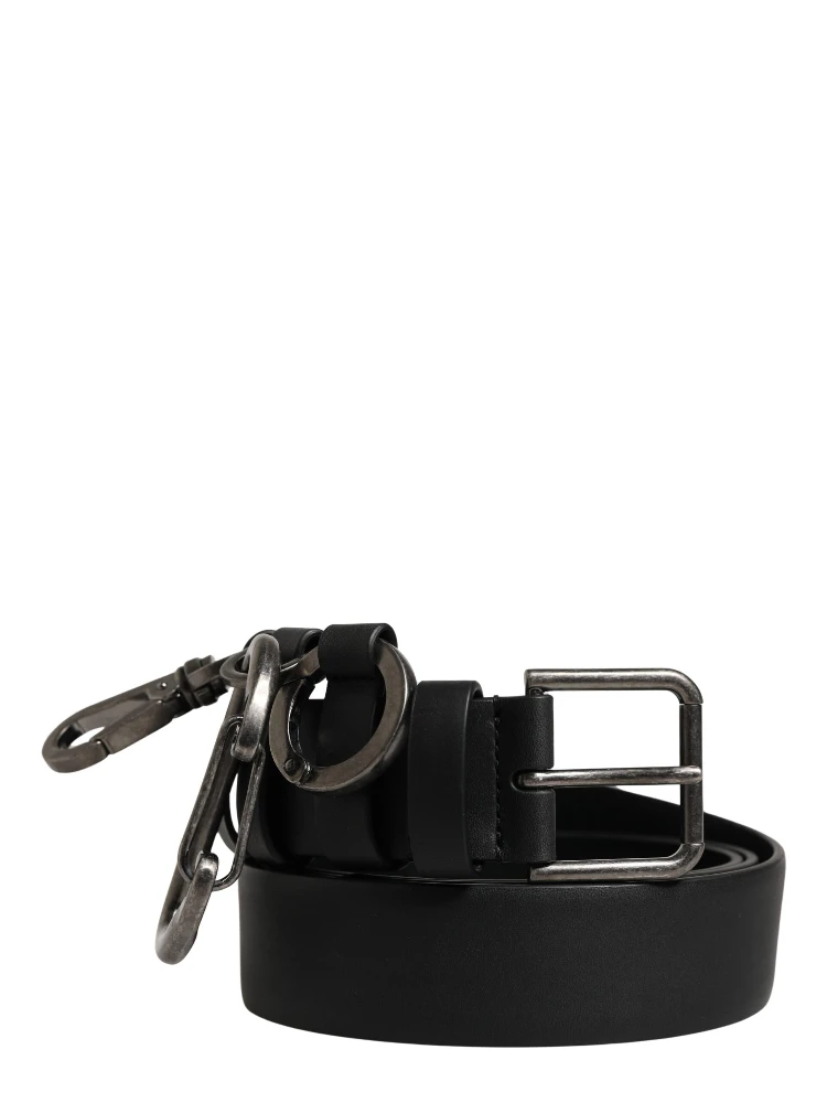 Black Calf Leather Silver Metal Buckle Belt alternative