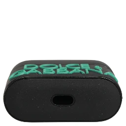 Black PVC Embossed Logo Flip Holder Women Airpods Case