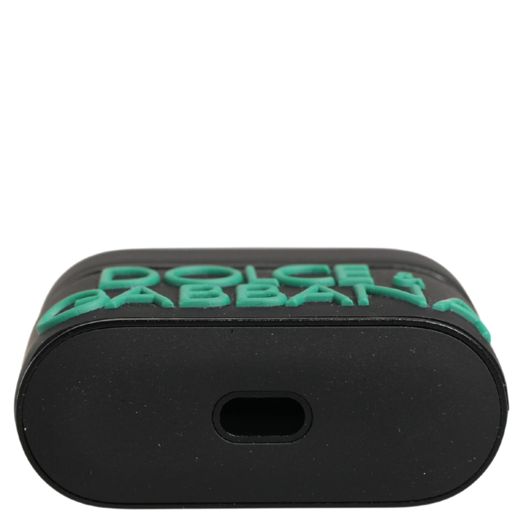 Black PVC Embossed Logo Flip Holder Women Airpods Case