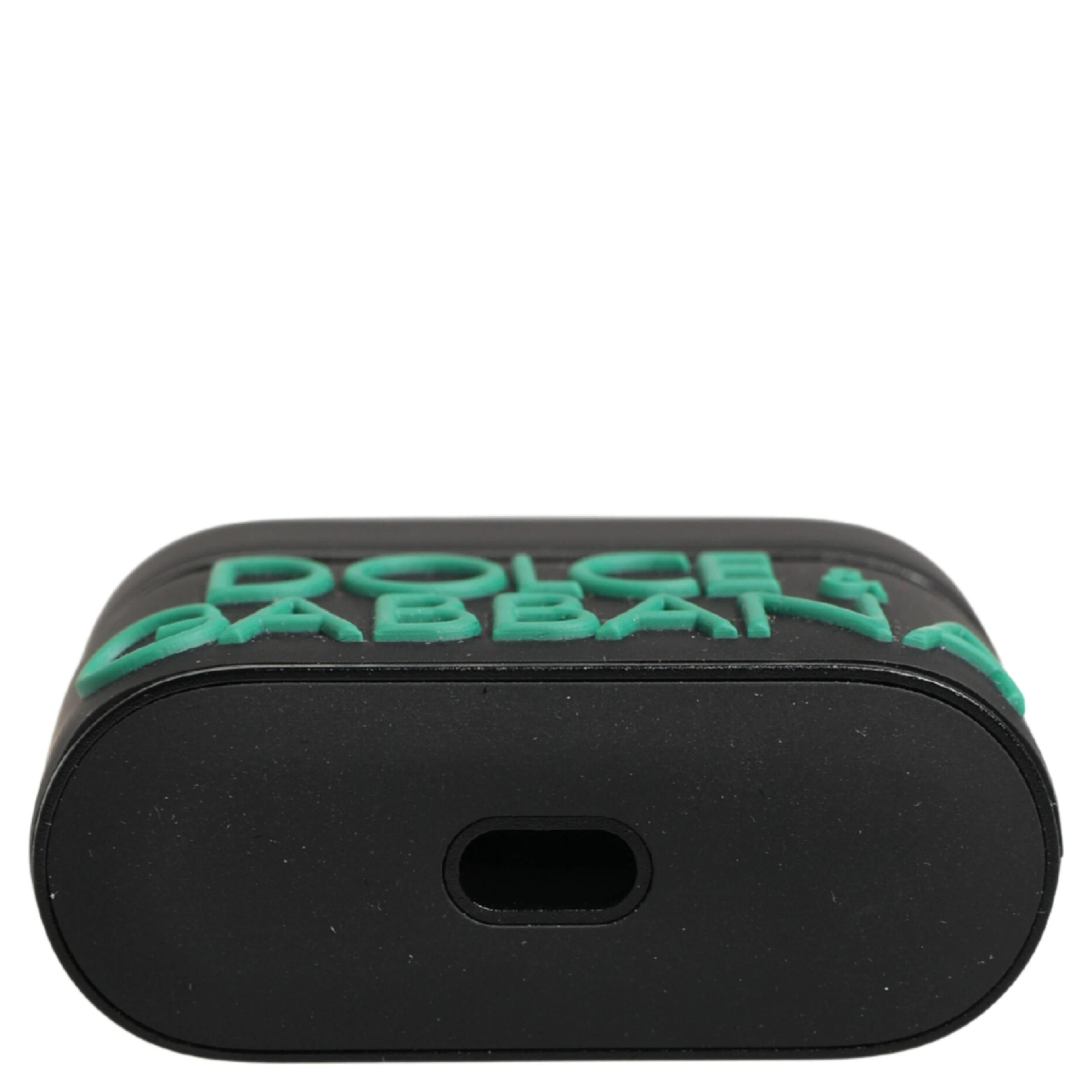 Black PVC Embossed Logo Flip Holder Women Airpods Case