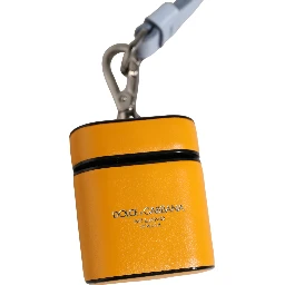 Case Yellow Calf Leather Logo Flip Holder Strap Airpods