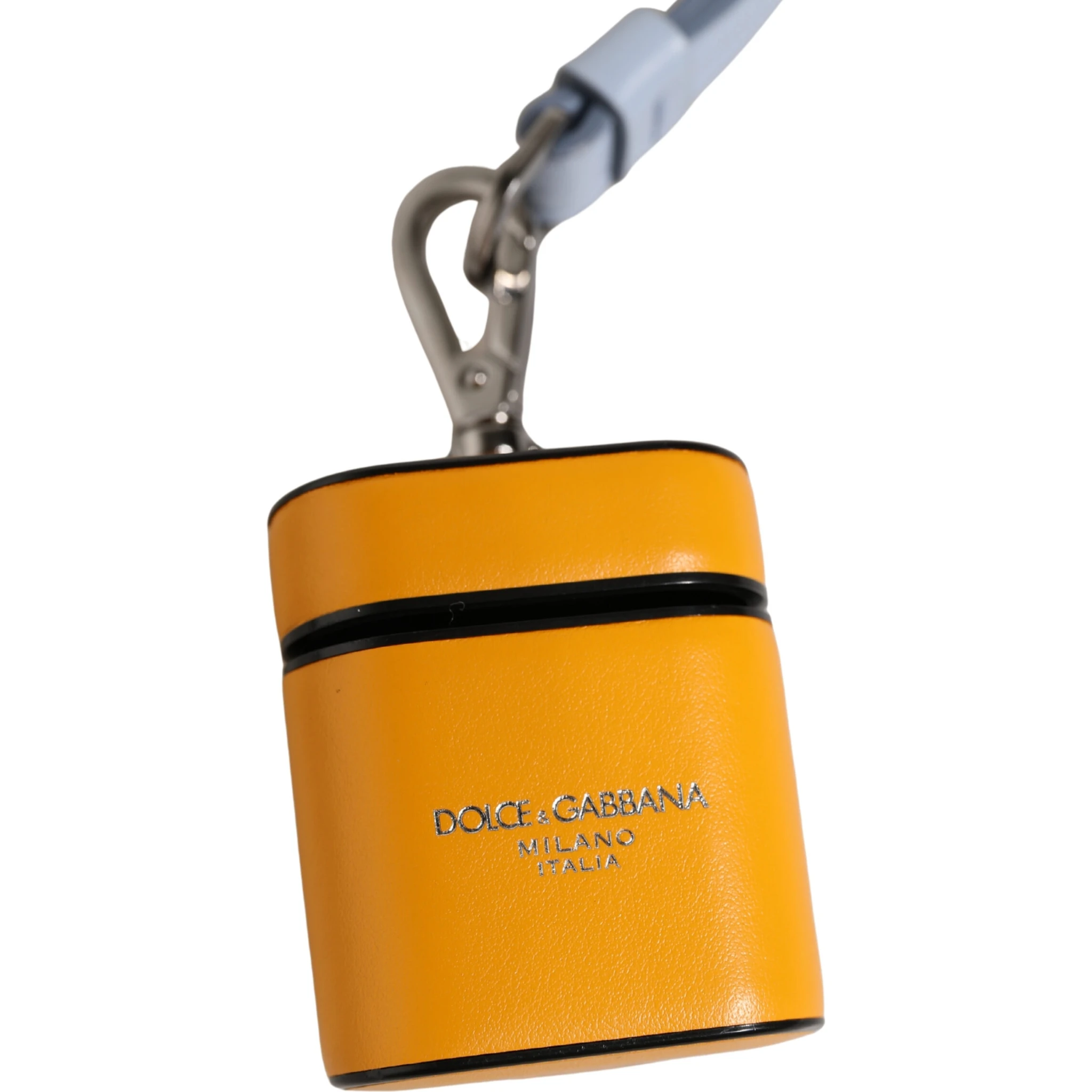 Case Yellow Calf Leather Logo Flip Holder Strap Airpods