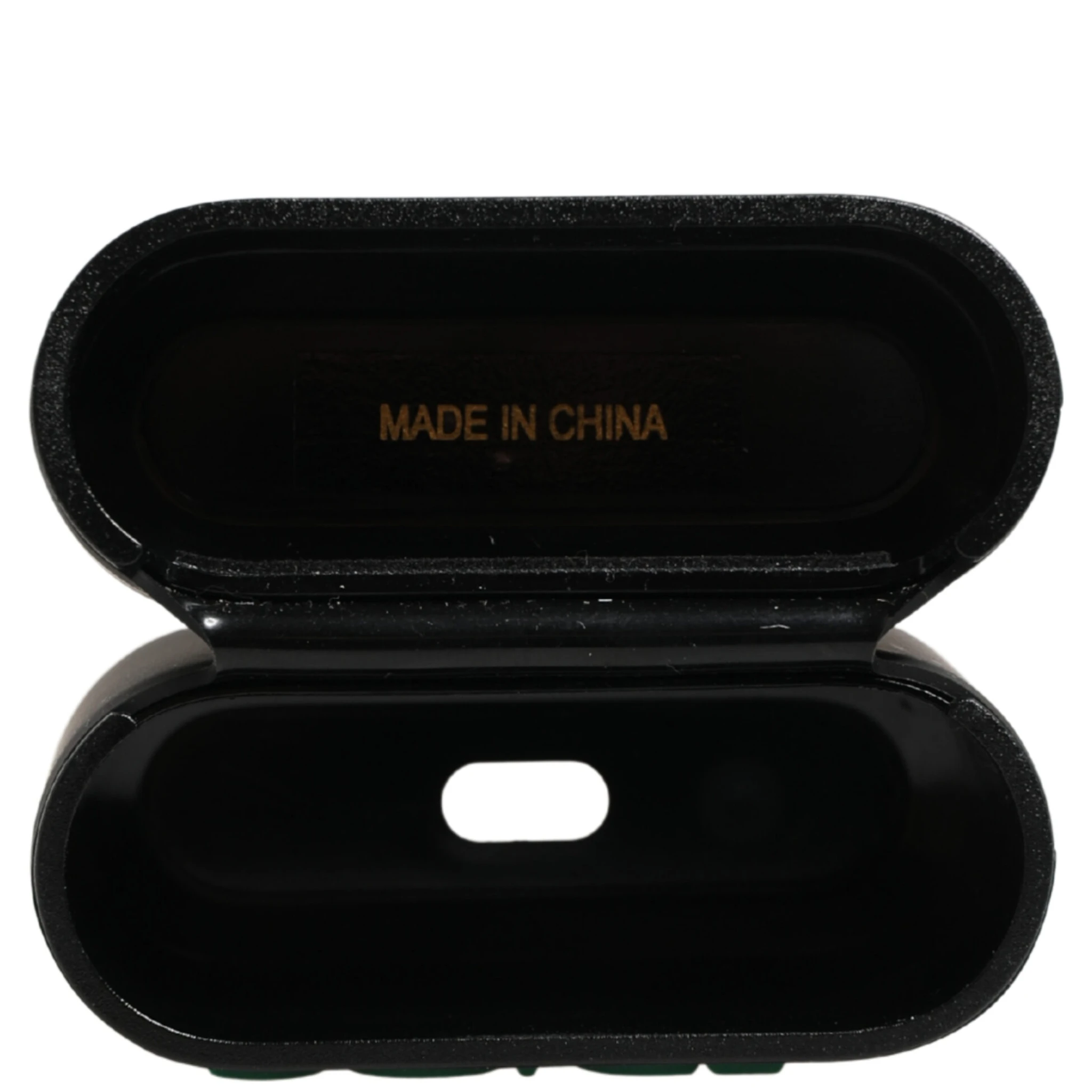 Black PVC Embossed Logo Flip Holder Women Airpods Case