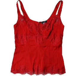 Red Silk Floral Lace Lingerie Top Underwear