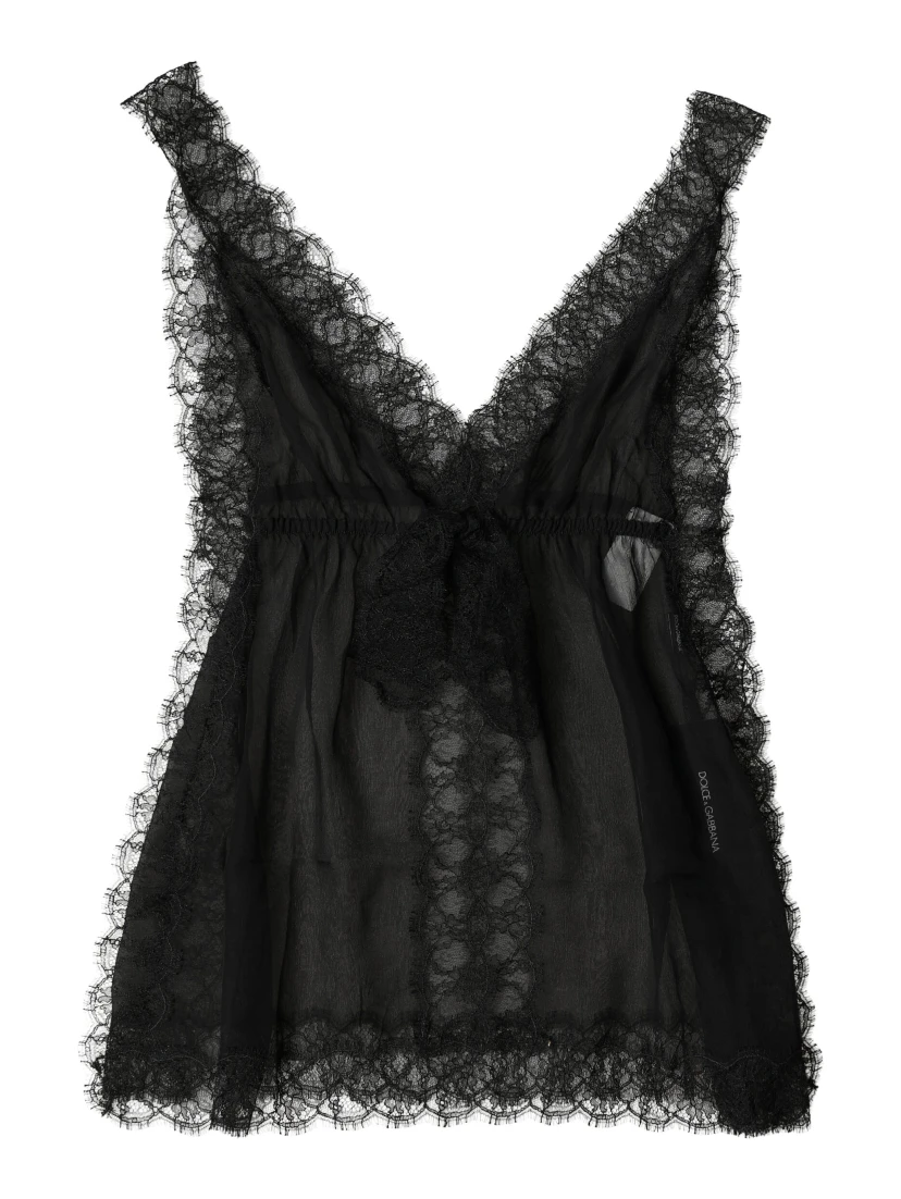 Black Silk Floral Lace Lingerie Top Underwear