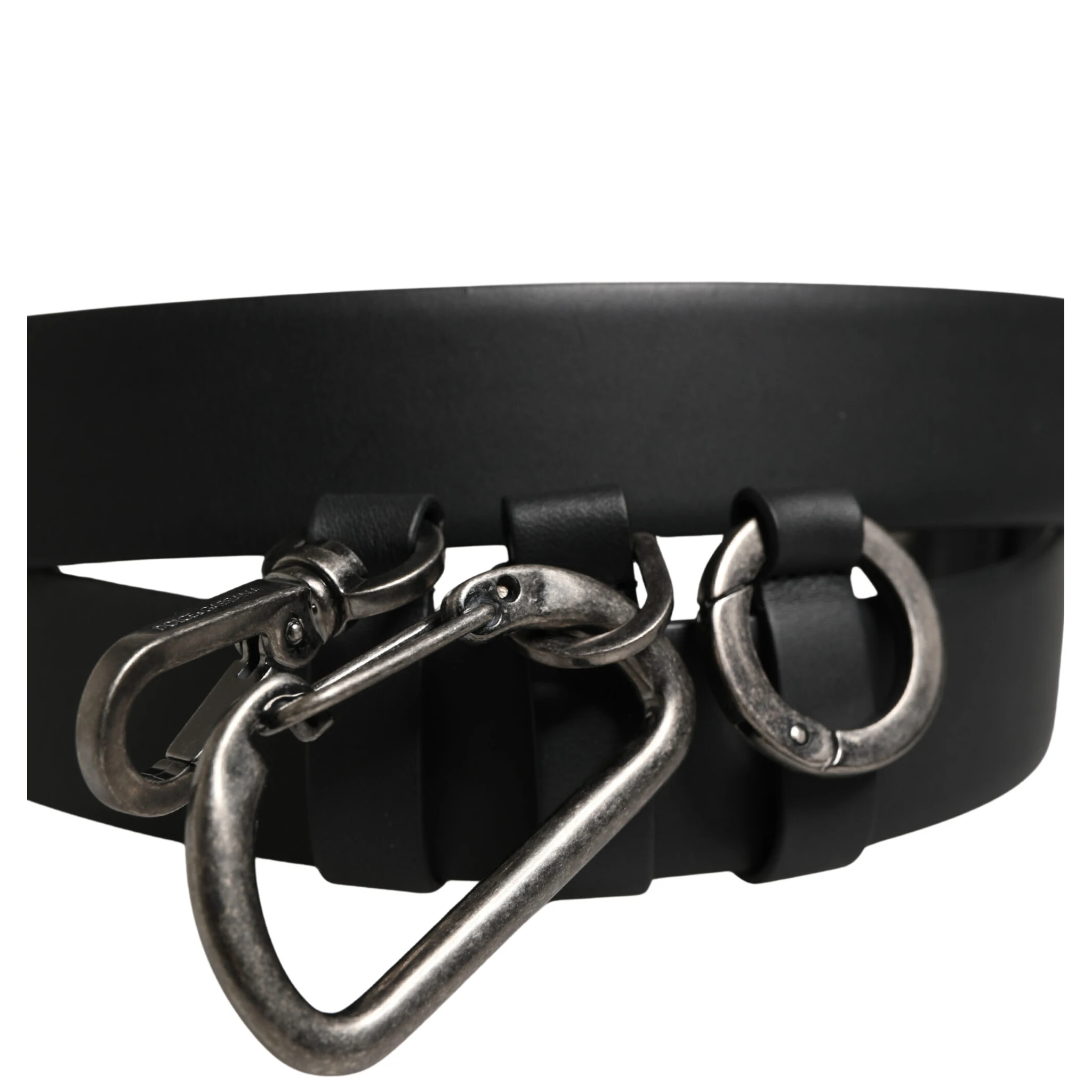 Black Calf Leather Silver Metal Buckle Belt