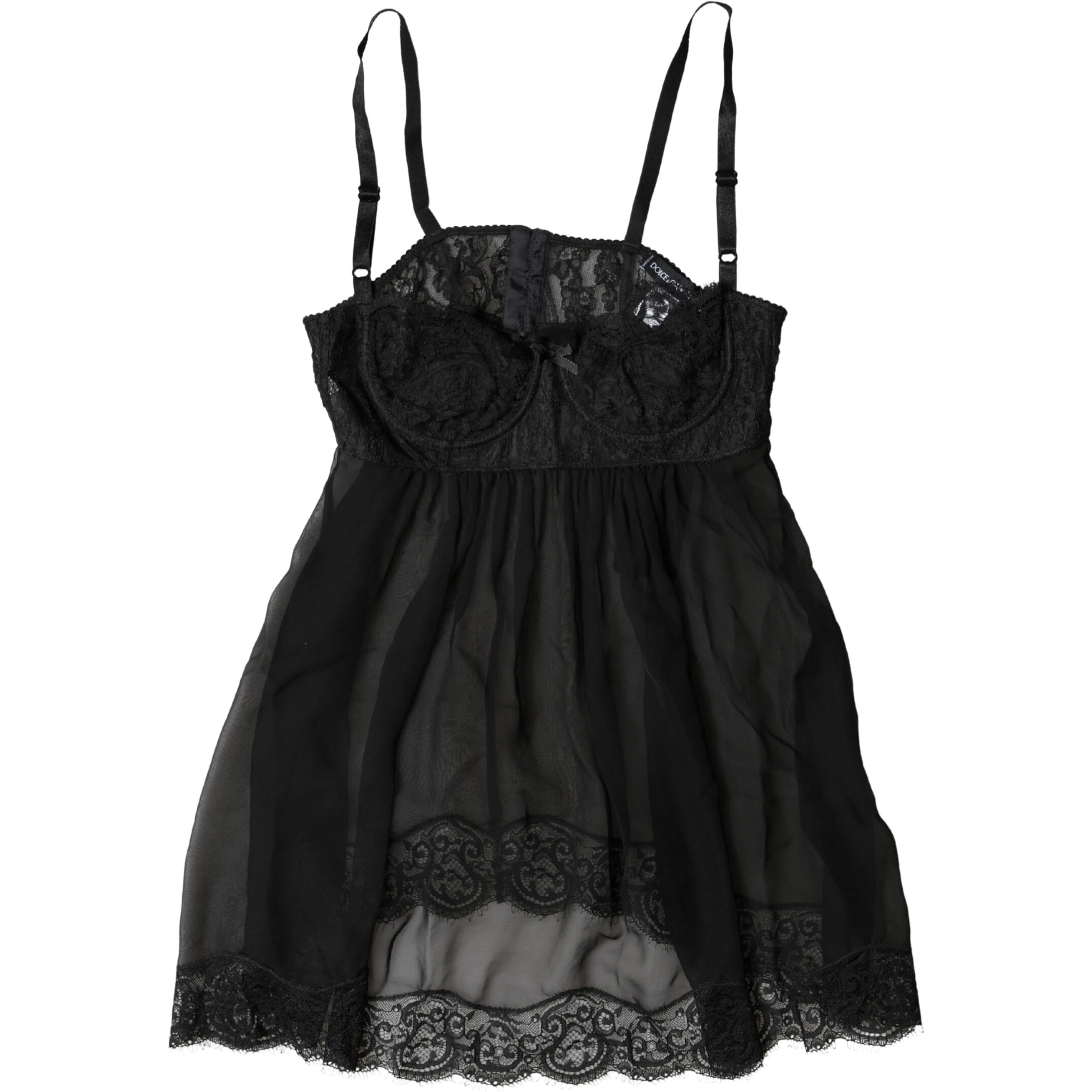 Black Silk Floral Lace Lingerie Top Underwear