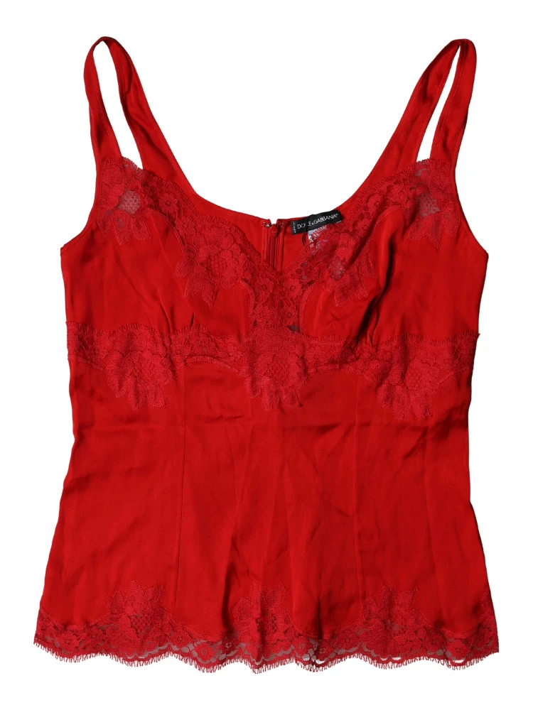 Red Silk Floral Lace Lingerie Top Underwear alternative