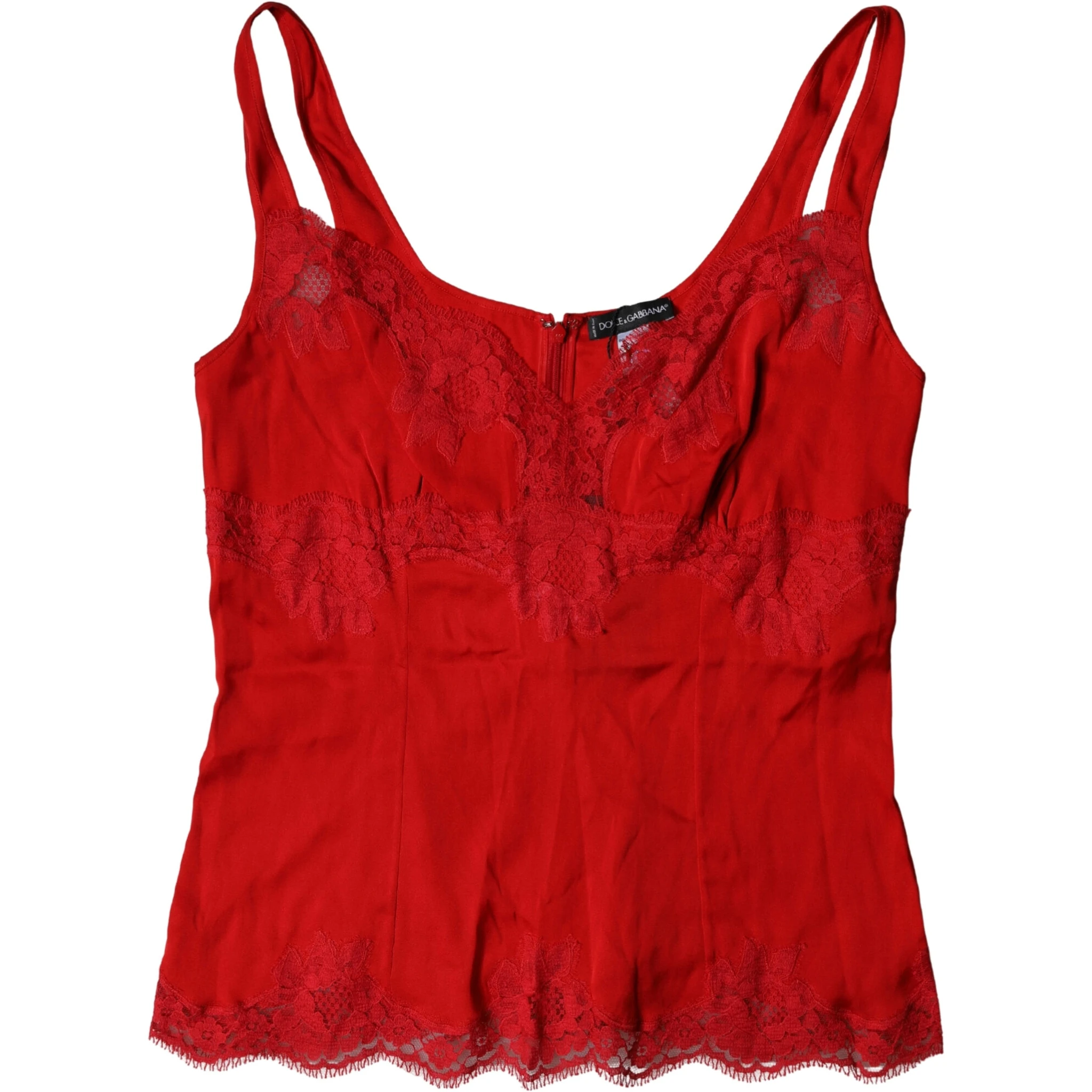 Red Silk Floral Lace Lingerie Top Underwear
