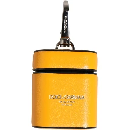 Case Yellow Calf Leather Logo Flip Holder Strap Airpods