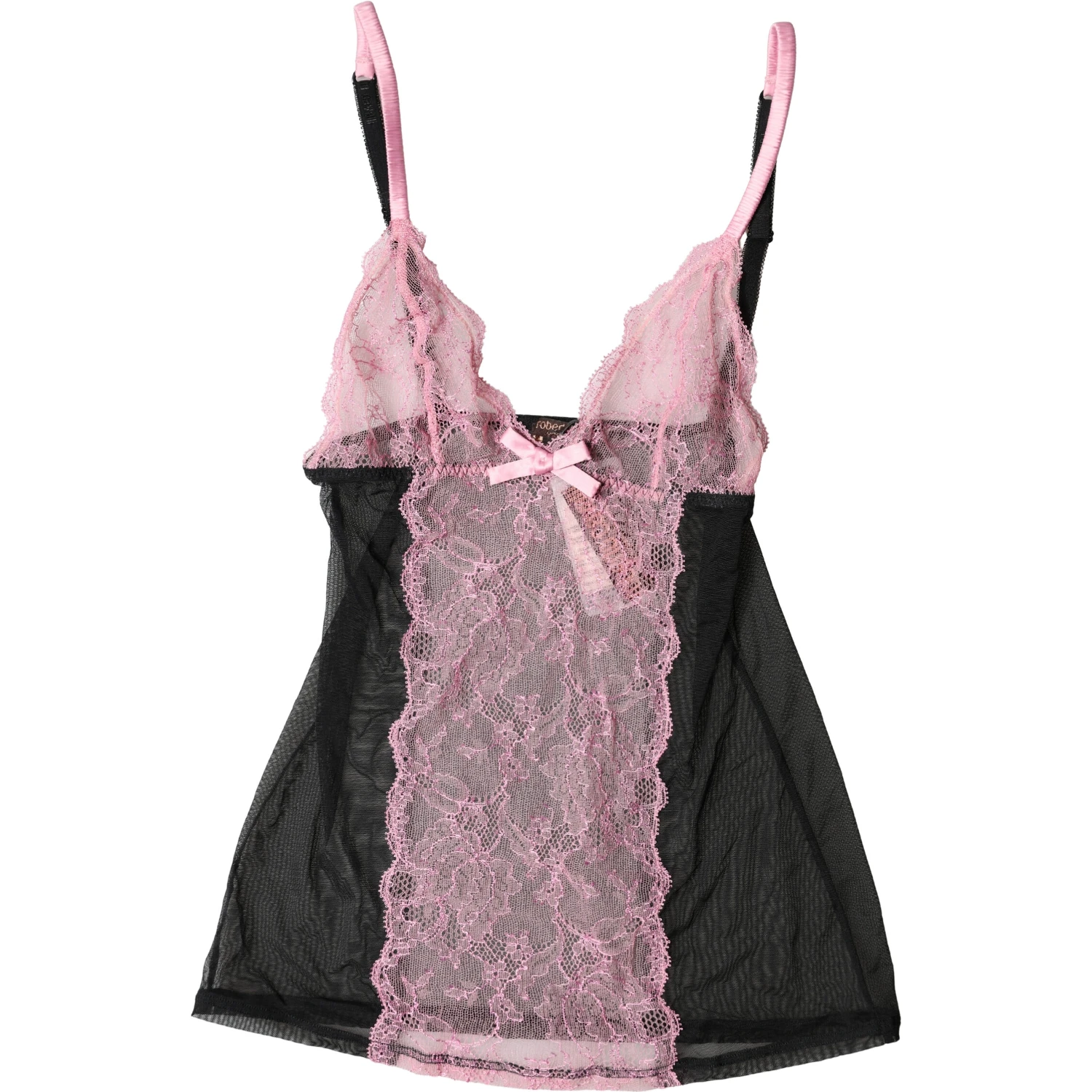 Black Pink Floral Lace Lingerie Top Underwear