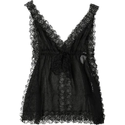 Black Silk Floral Lace Lingerie Top Underwear