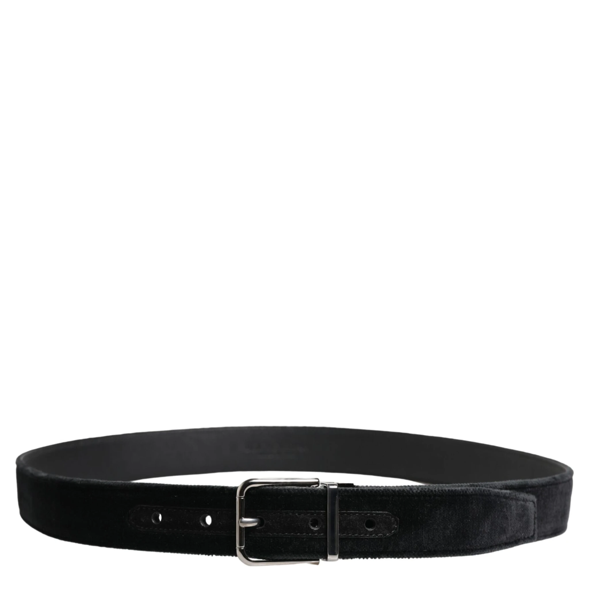 Black Suede Silver Tone Metal Buckle Men Belt