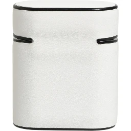 White Calf Leather Logo Print Flip Holder  Airpods Case