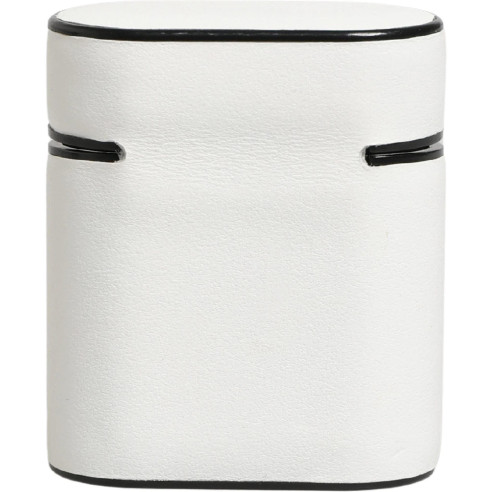 White Calf Leather Logo Print Flip Holder  Airpods Case