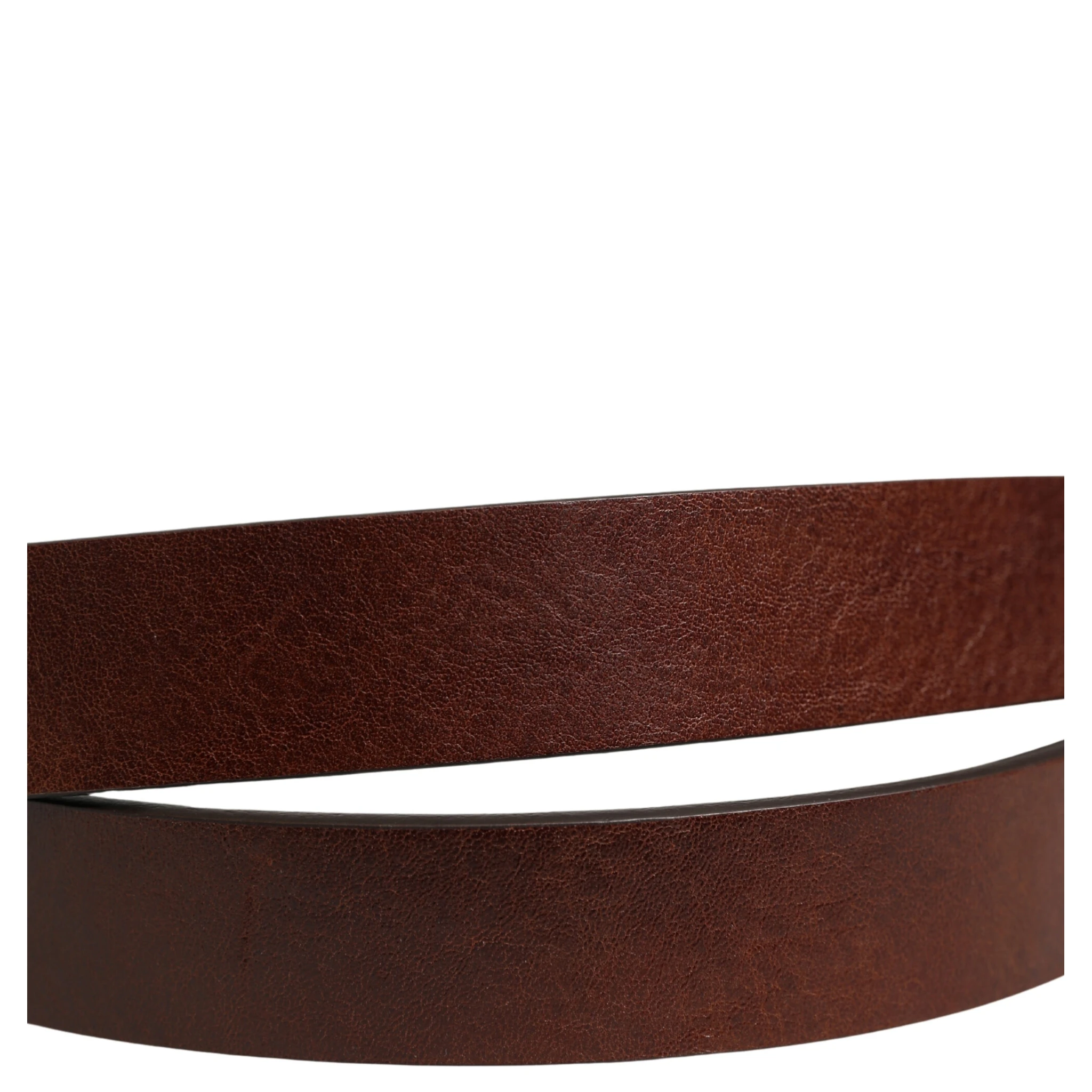 Brown Leather Logo Metal Buckle Men Belt