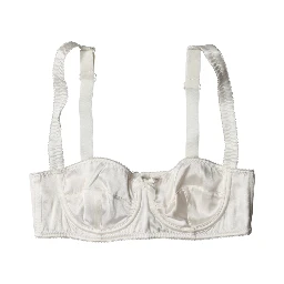 White Silk Satin Underwire Bra Semi Pad Underwear