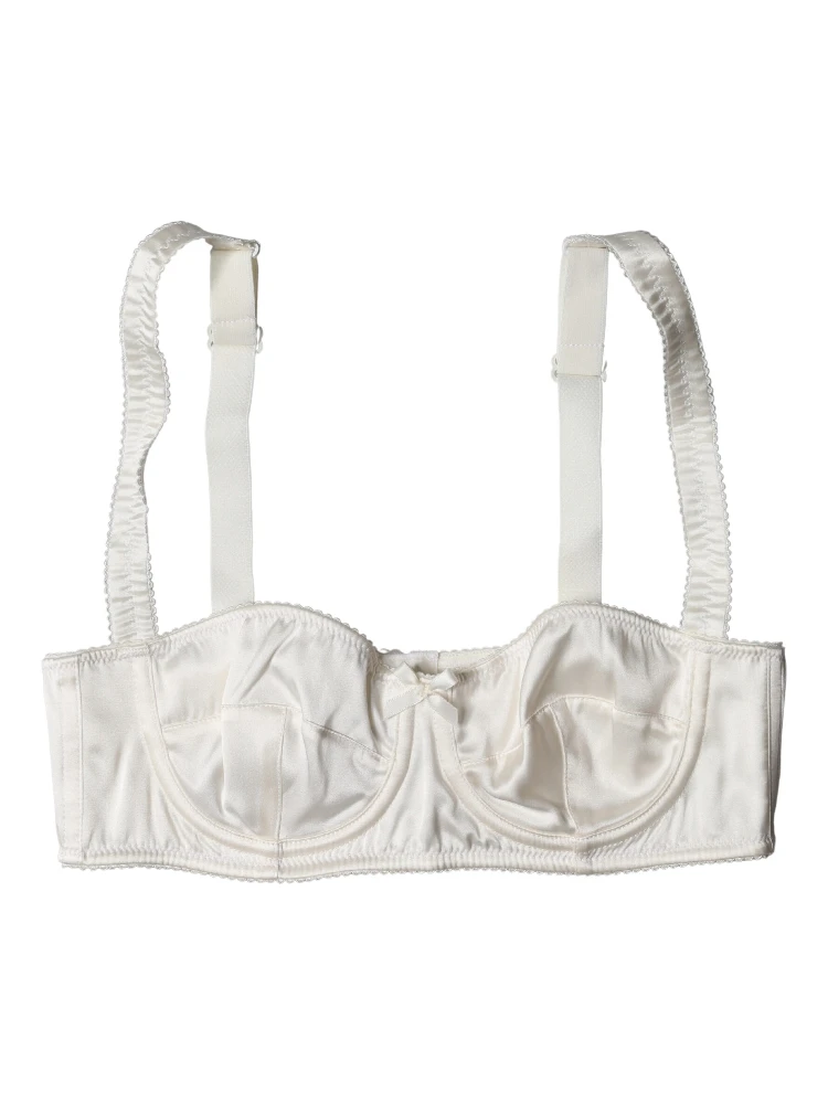 White Silk Satin Underwire Bra Semi Pad Underwear alternative