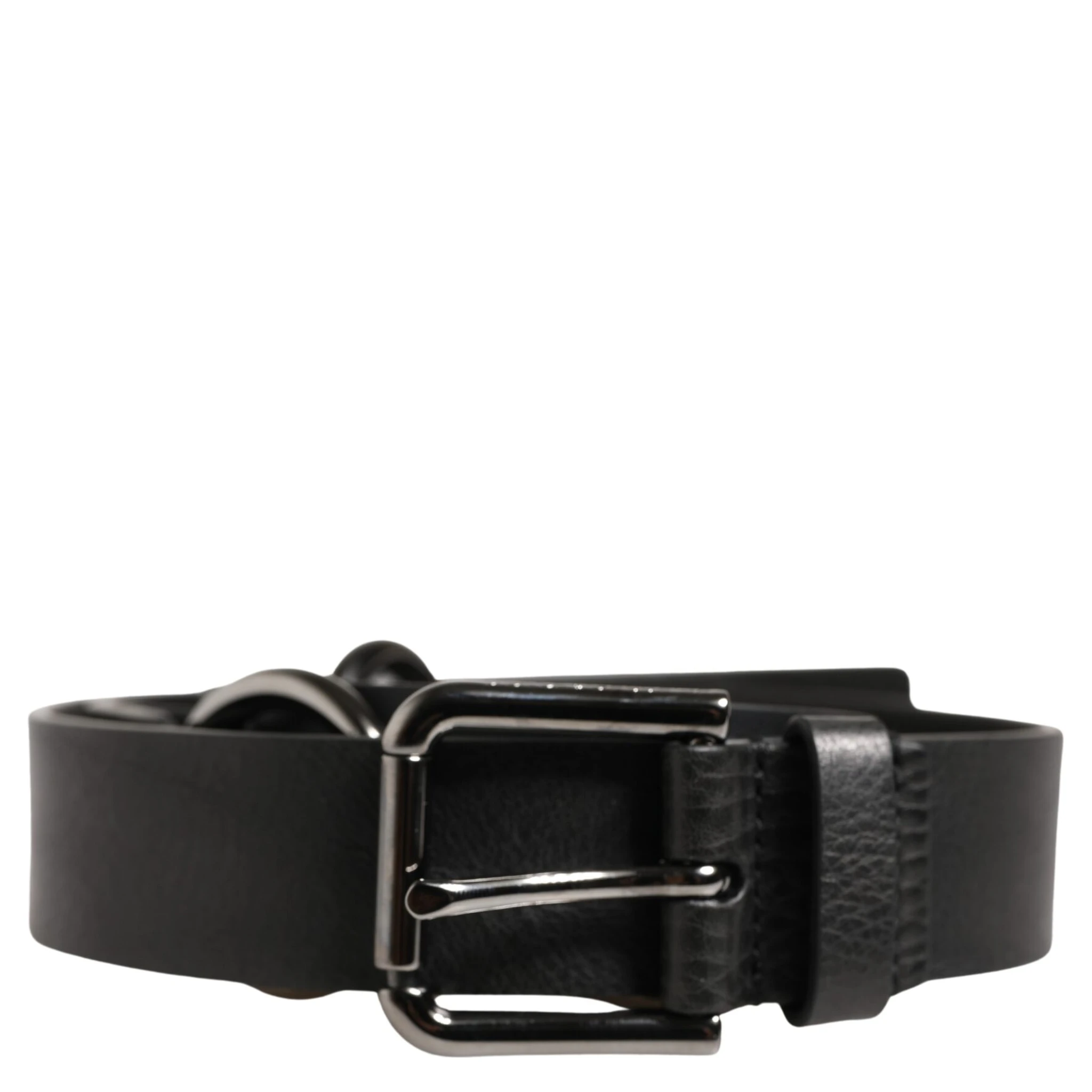 Black Leather Silver Chain Waist Men Belt
