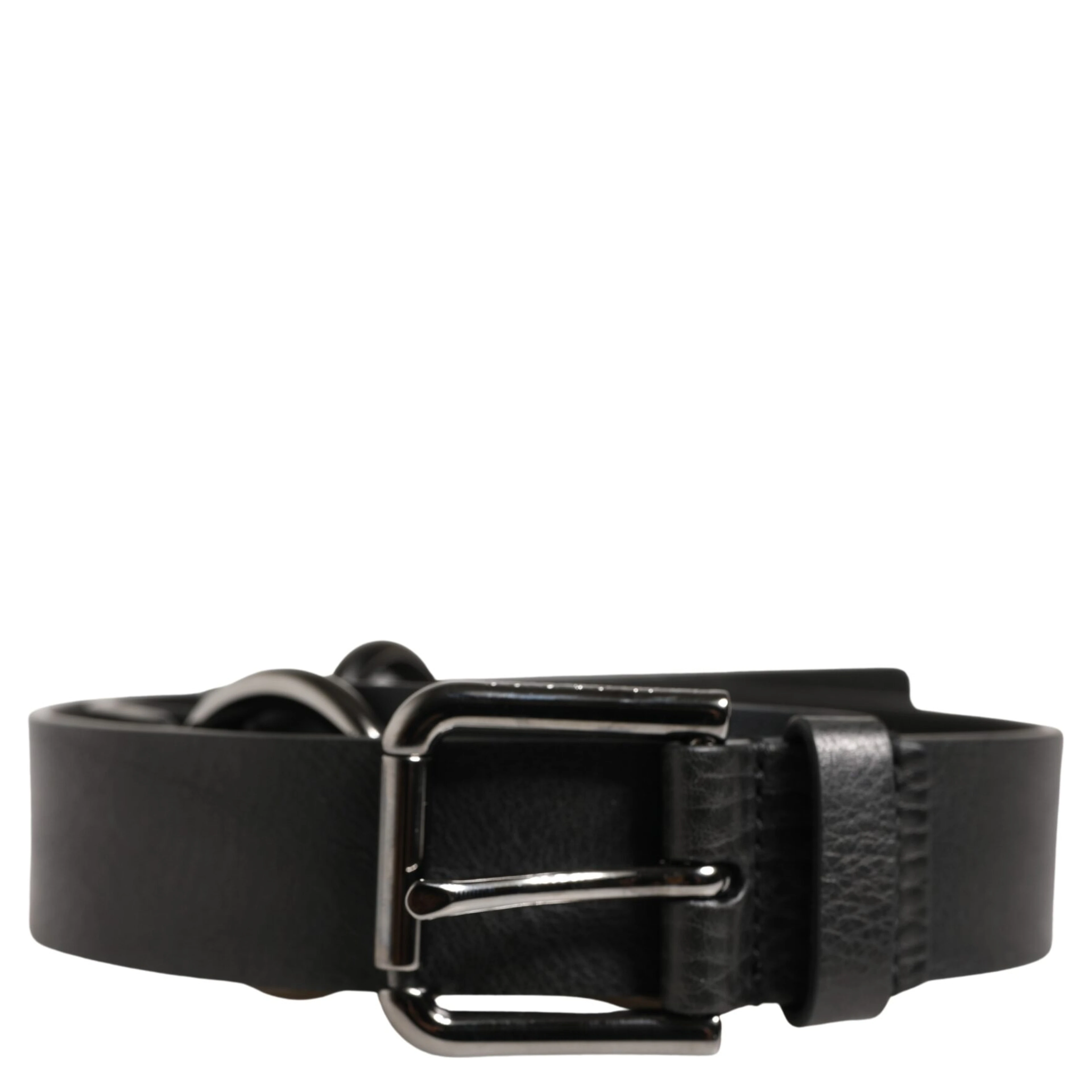 Black Leather Silver Chain Waist Men Belt