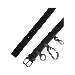 Black Calf Leather Silver Metal Buckle Belt