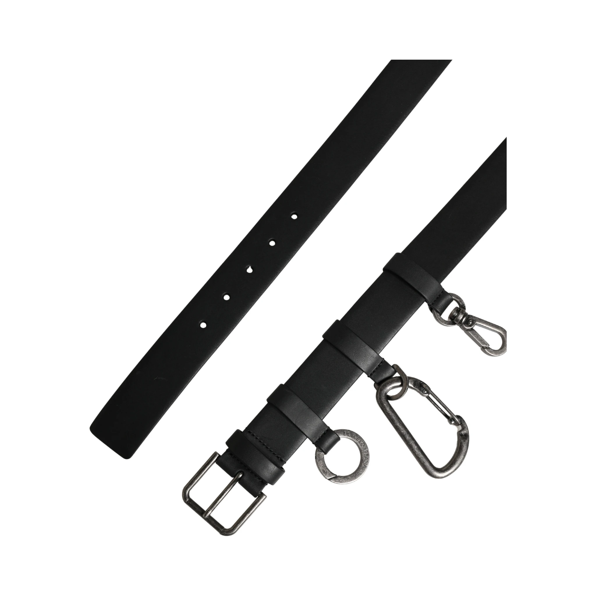 Black Calf Leather Silver Metal Buckle Belt