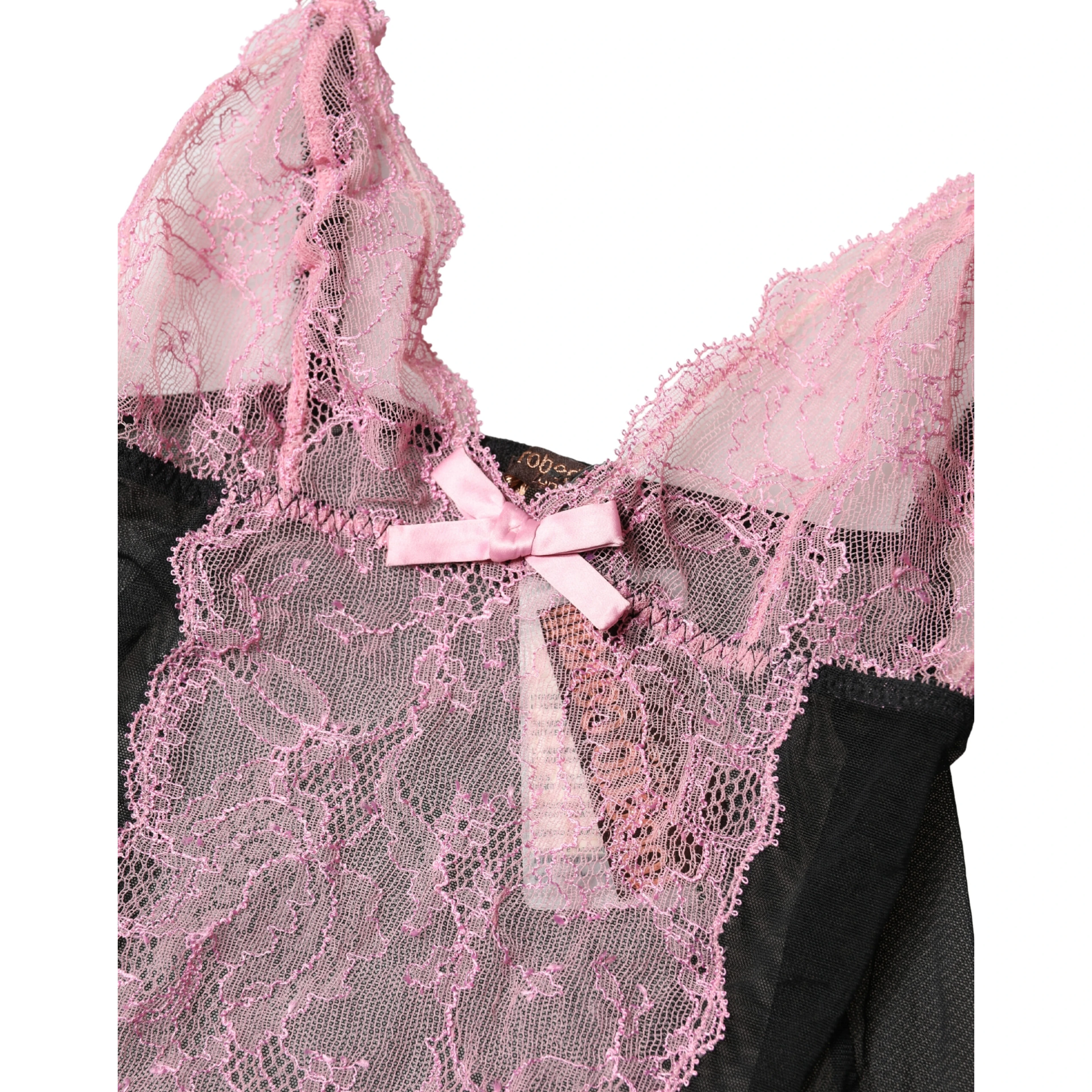 Black Pink Floral Lace Lingerie Top Underwear