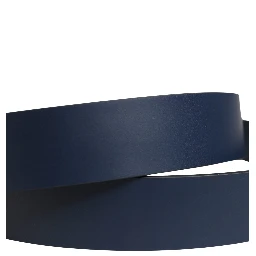 Blue Leather Logo Metal Buckle Men Belt