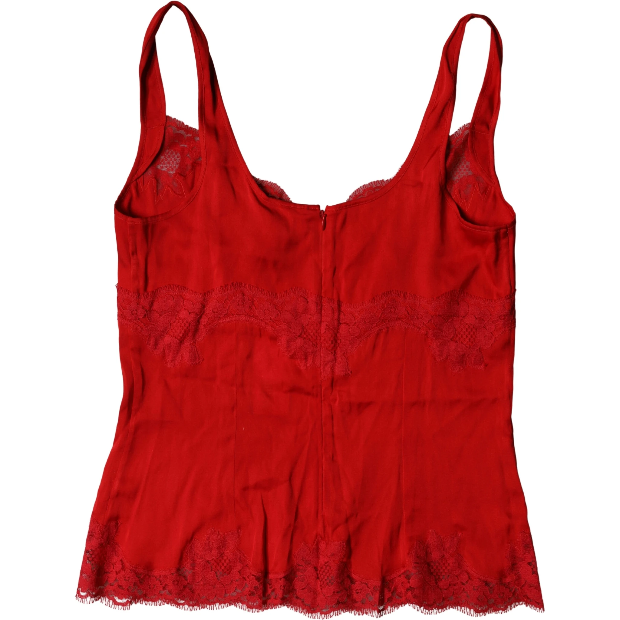 Red Silk Floral Lace Lingerie Top Underwear
