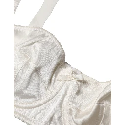White Silk Satin Underwire Bra Semi Pad Underwear