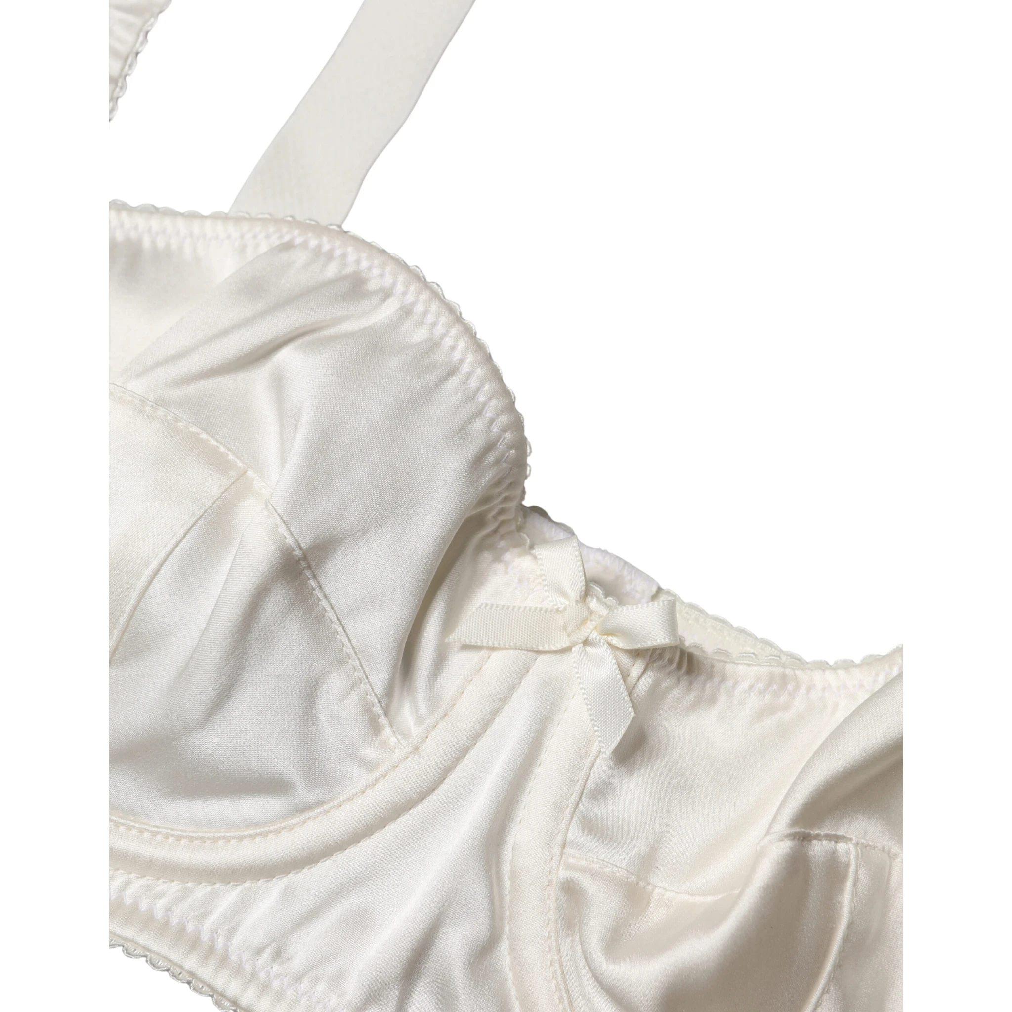 White Silk Satin Underwire Bra Semi Pad Underwear