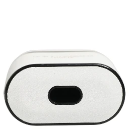 White Calf Leather Logo Print Flip Holder  Airpods Case