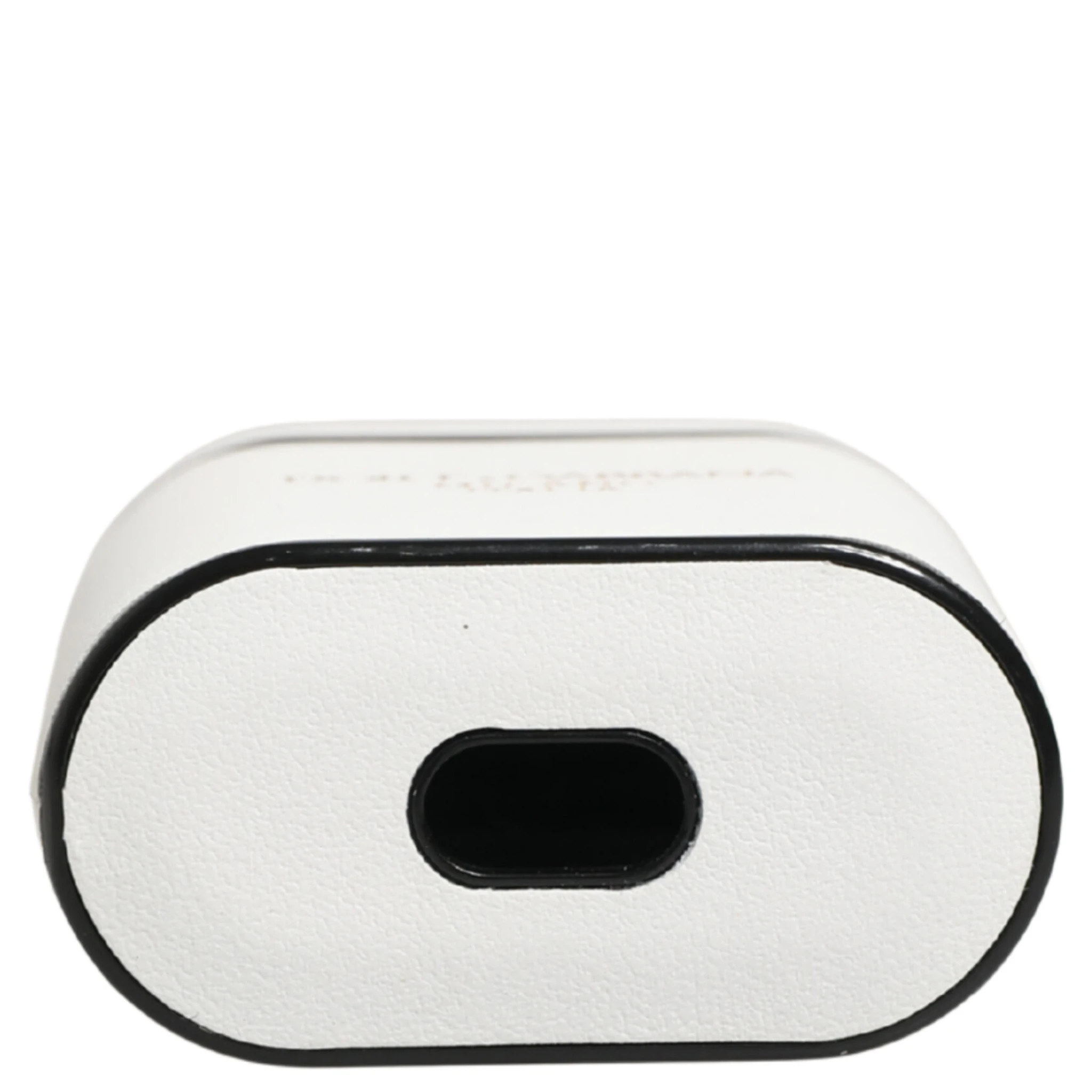 White Calf Leather Logo Print Flip Holder  Airpods Case