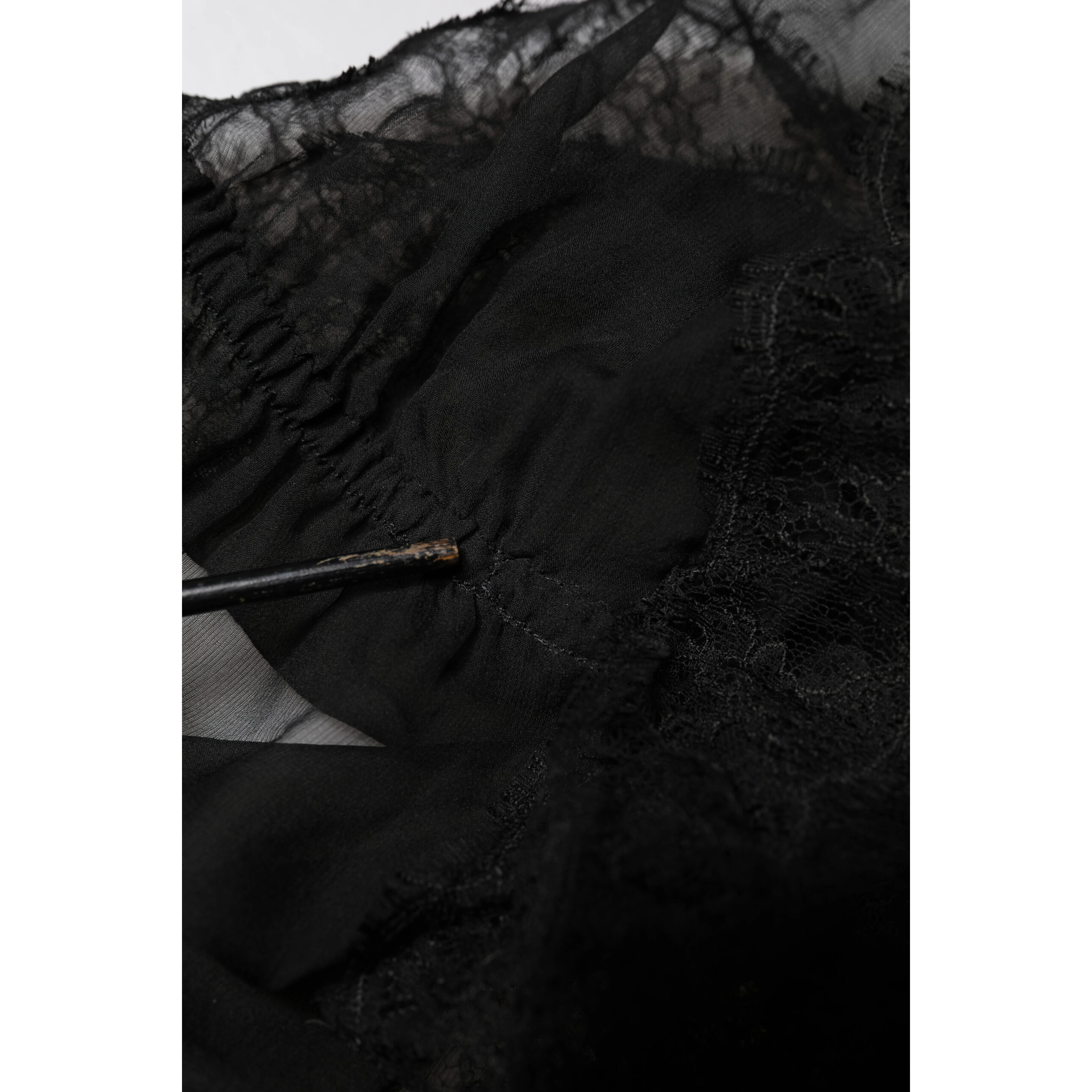 Black Silk Floral Lace Lingerie Top Underwear