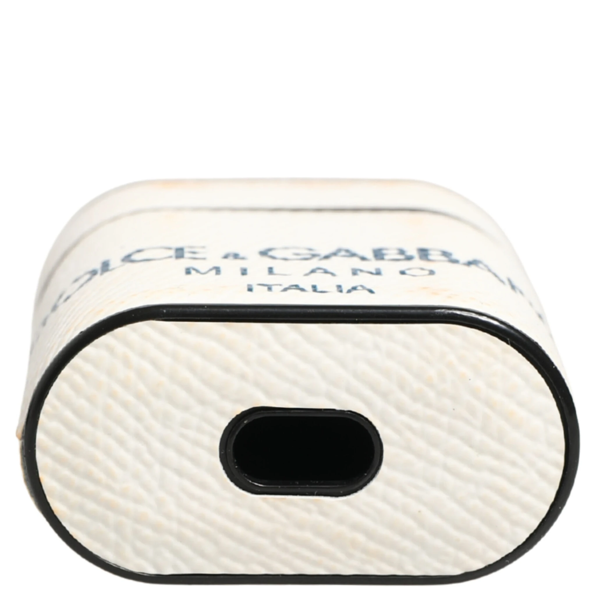 White Calf Leather Logo Flip Holder Strap Airpods Case