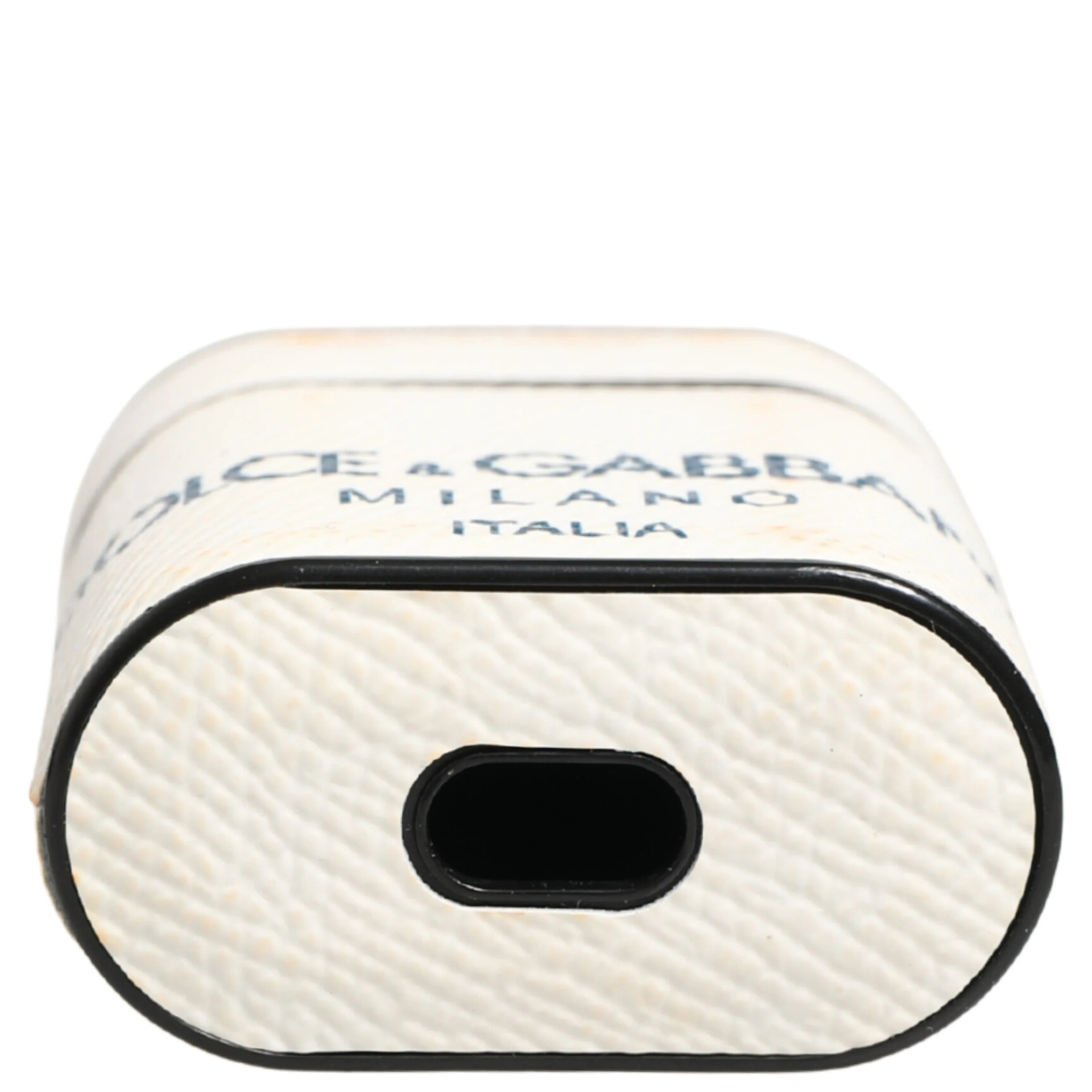 White Calf Leather Logo Flip Holder Strap Airpods Case