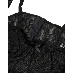 Black Silk Floral Lace Lingerie Top Underwear