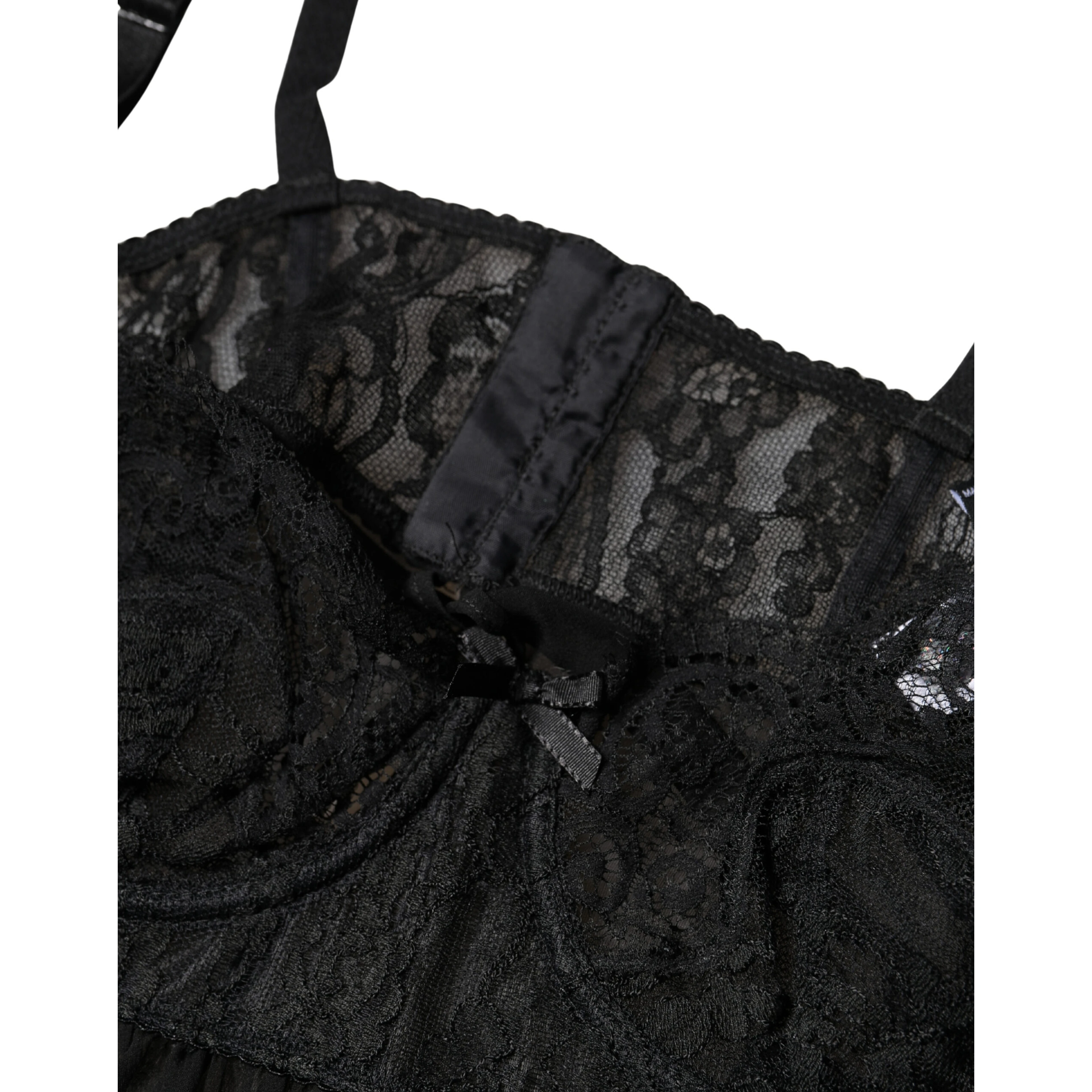 Black Silk Floral Lace Lingerie Top Underwear